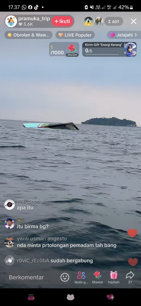 Tangkaoan Layar Live Tiktok Pramuka_trip. 📷 Istimewa