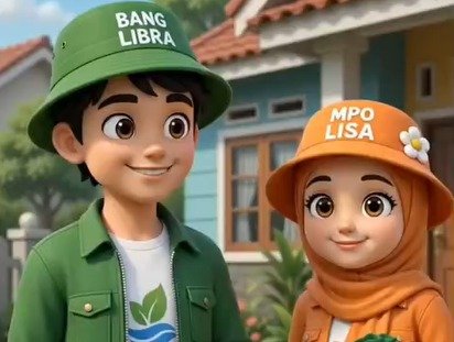 Karakter animasi Bang Libra dan Mpo Lisa, inovasi media edukasi pengelolaan dan pemilahan sampah rumah tangga oleh Sudin LH Kepulauan Seribu.