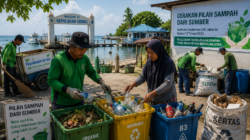Petugas PJLP memberikan edukasi kepada warga mengenai pentingnya memilah sampah rumah tangga sejak dari sumber.