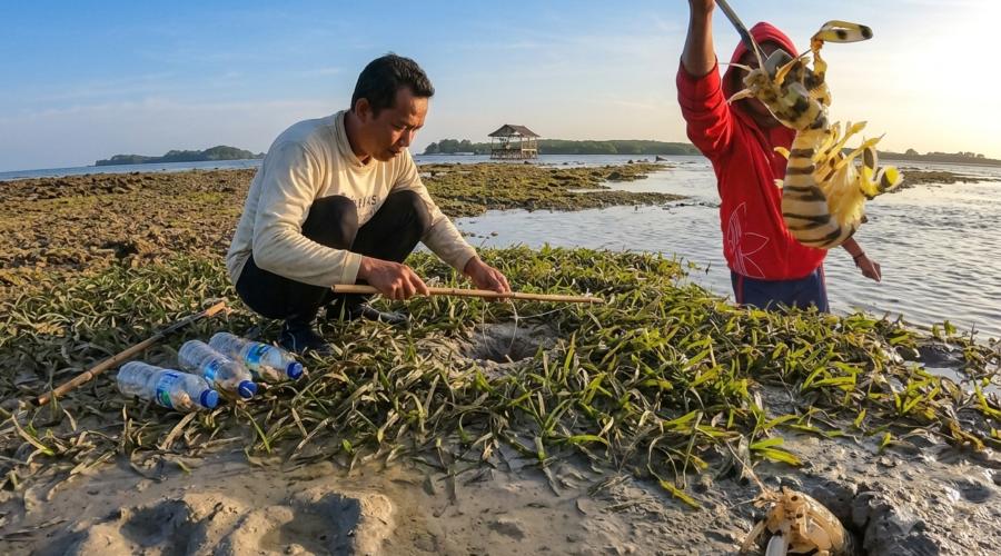Mengko, Cara Unik Nelayan Berburu Udang Mantis